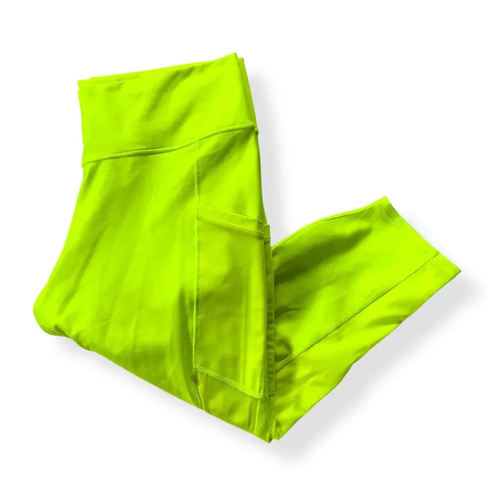 Fabletics neon yellow Power Hold On The Go High Waisted Capri leggings 2X 2XL - Picture 4 of 15